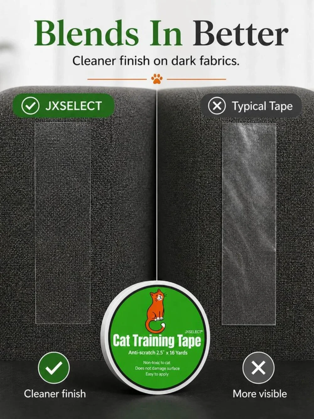 Anti-Scratch Tape for Furniture - Stop Cats from Scratching Couch, Chair Corners